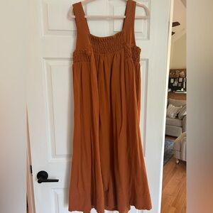 Free People: Smocked Bodice Sleeveless Maxi Dress - pumpkin spice